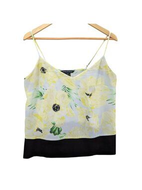 French Connection Cami Top Womens Yellow Poppy Polly Flower Spaghetti Strap Sz M